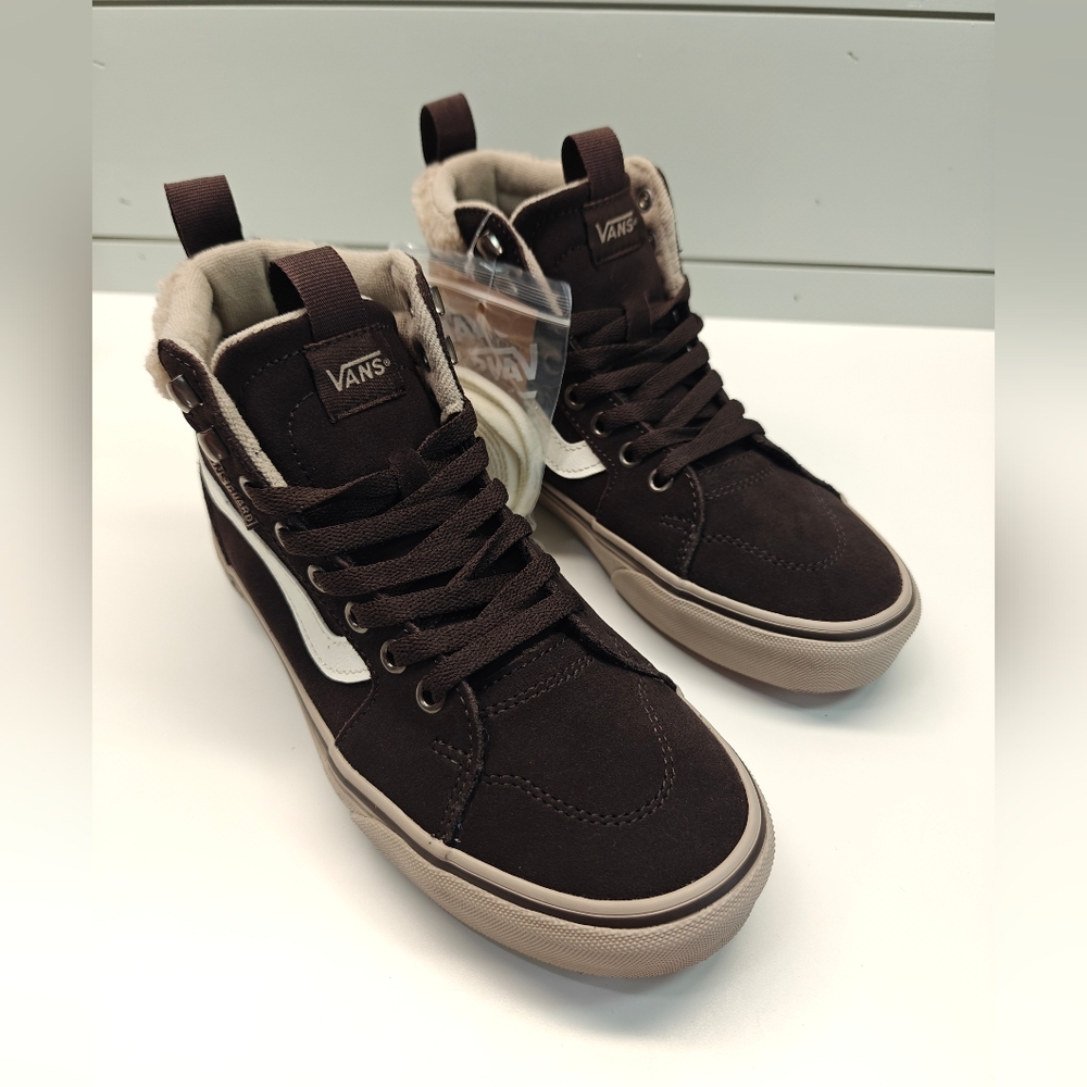 Vans Filmore Hi VansGuard Suede Sherpa Faux fur Brown Chocolate Shoes Women 7.5